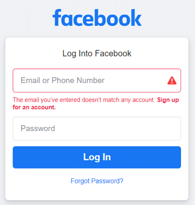 Facebook Secure Error Message