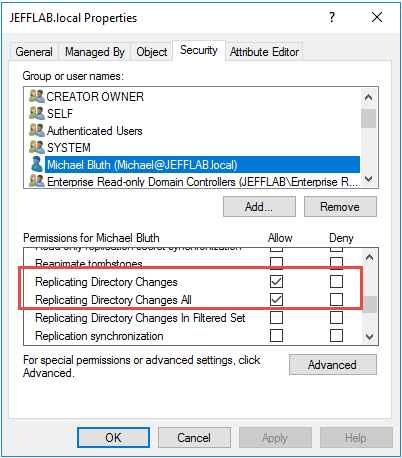 DCSync with rights to replicating directory changes for replicating directory changes all
