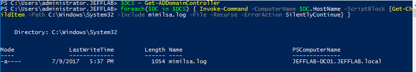 PowerShell script to check for the existence of the mimilsa.log file that would indicate infection my injected SSP