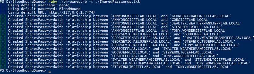 Importing shared passwords with BloodHound-Owned