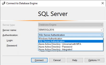 Figure 1. Microsoft SQL Server Login Screen