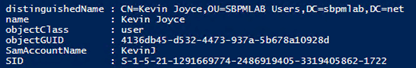 Results of PowerShell to enumerate Domain Admins group membership