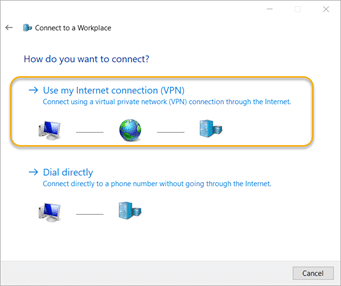 Use my Internet connection (VPN)