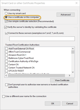 Use a certificate on this computer