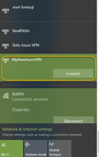 Azure VPN connection